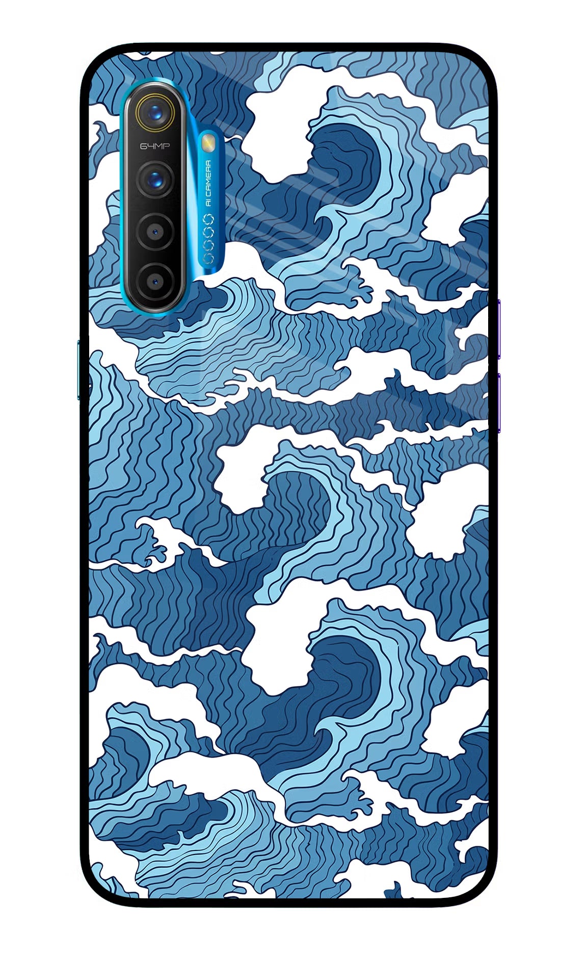 Blue Waves Realme XT/X2 Glass Case Back Cover by Casekaro