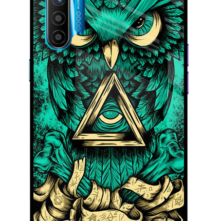 Green Owl Realme XT/X2 Glass Case Back Cover by Casekaro