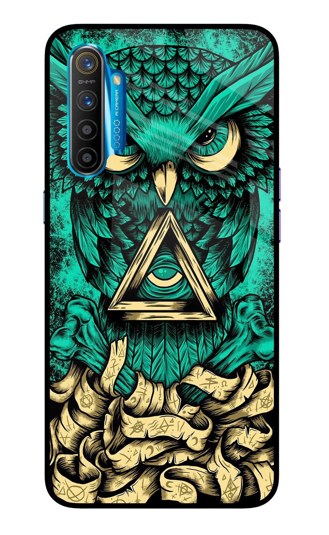 Green Owl Realme XT/X2 Glass Case Back Cover by Casekaro