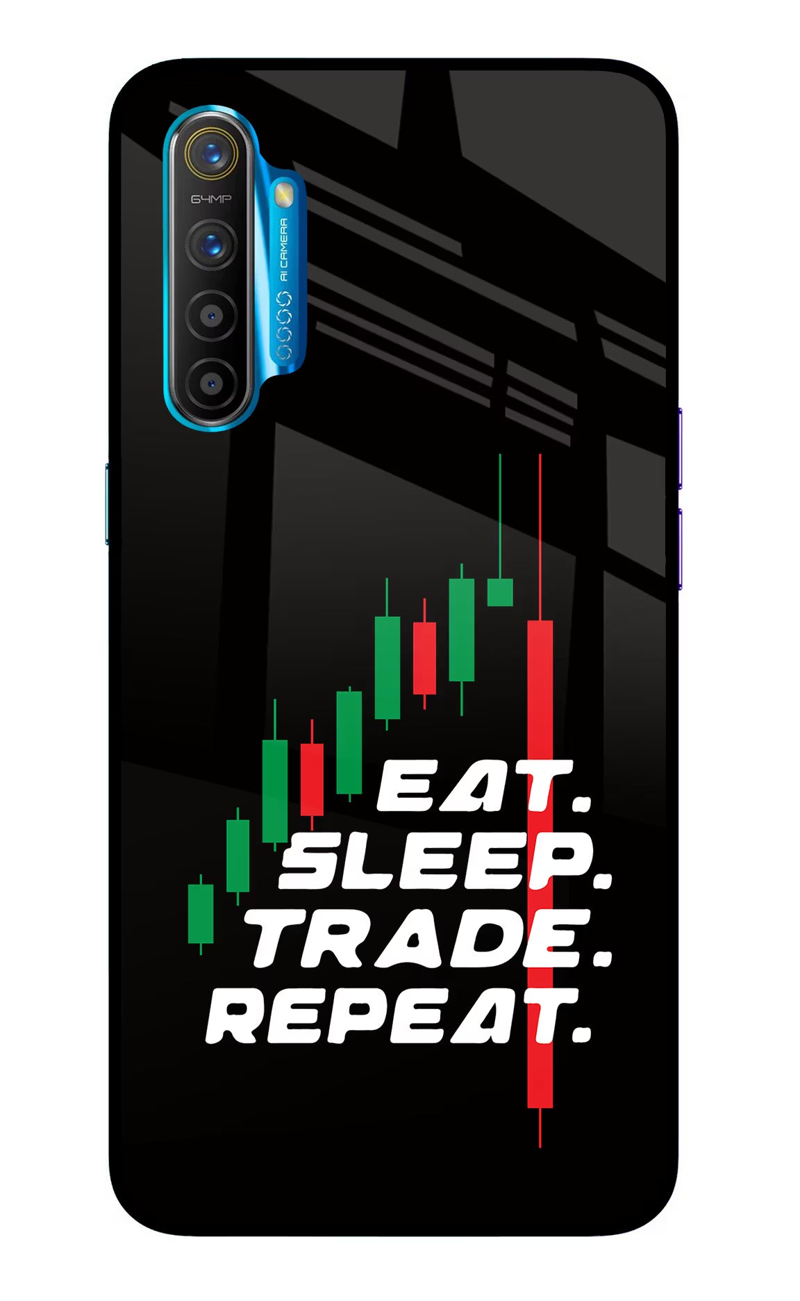 Eat Sleep Trade Repeat Realme XT/X2 Glass Case Back Cover by Casekaro