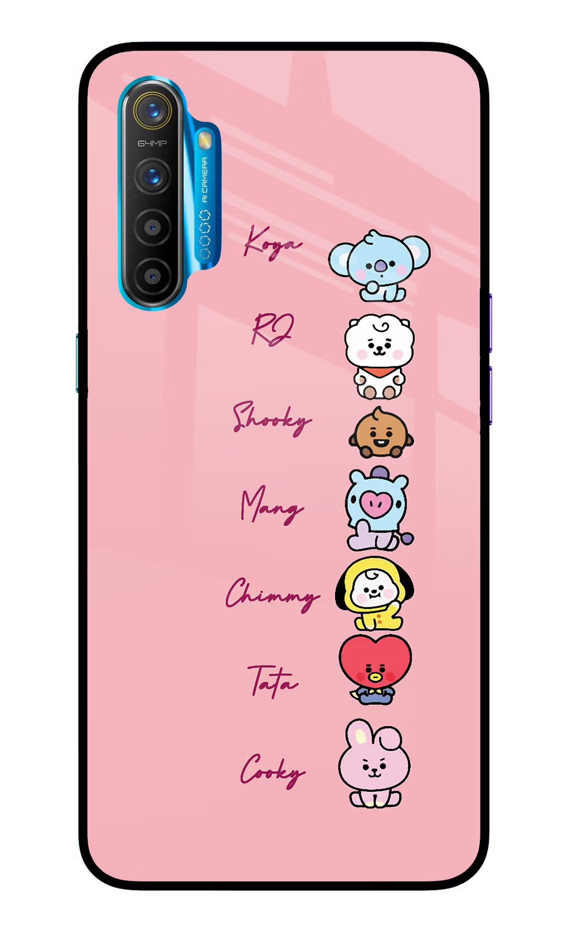 BTS names Realme XT/X2 Glass Case Back Cover by Casekaro