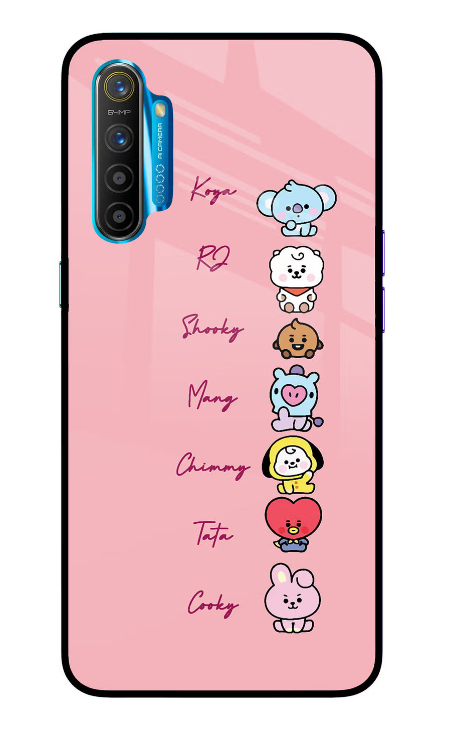 BTS names Realme XT/X2 Back Cover, Glass case
