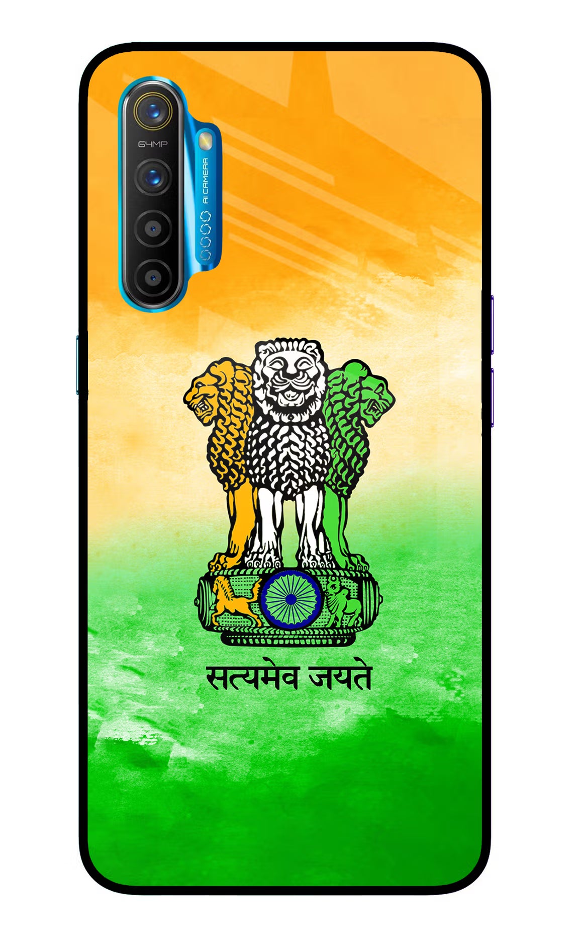 Satyamev Jayate Flag Realme XT/X2 Glass Case Back Cover by Casekaro