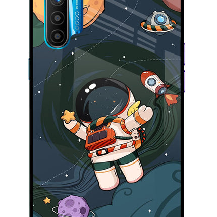 Cartoon Astronaut Realme XT/X2 Glass Case Back Cover by Casekaro