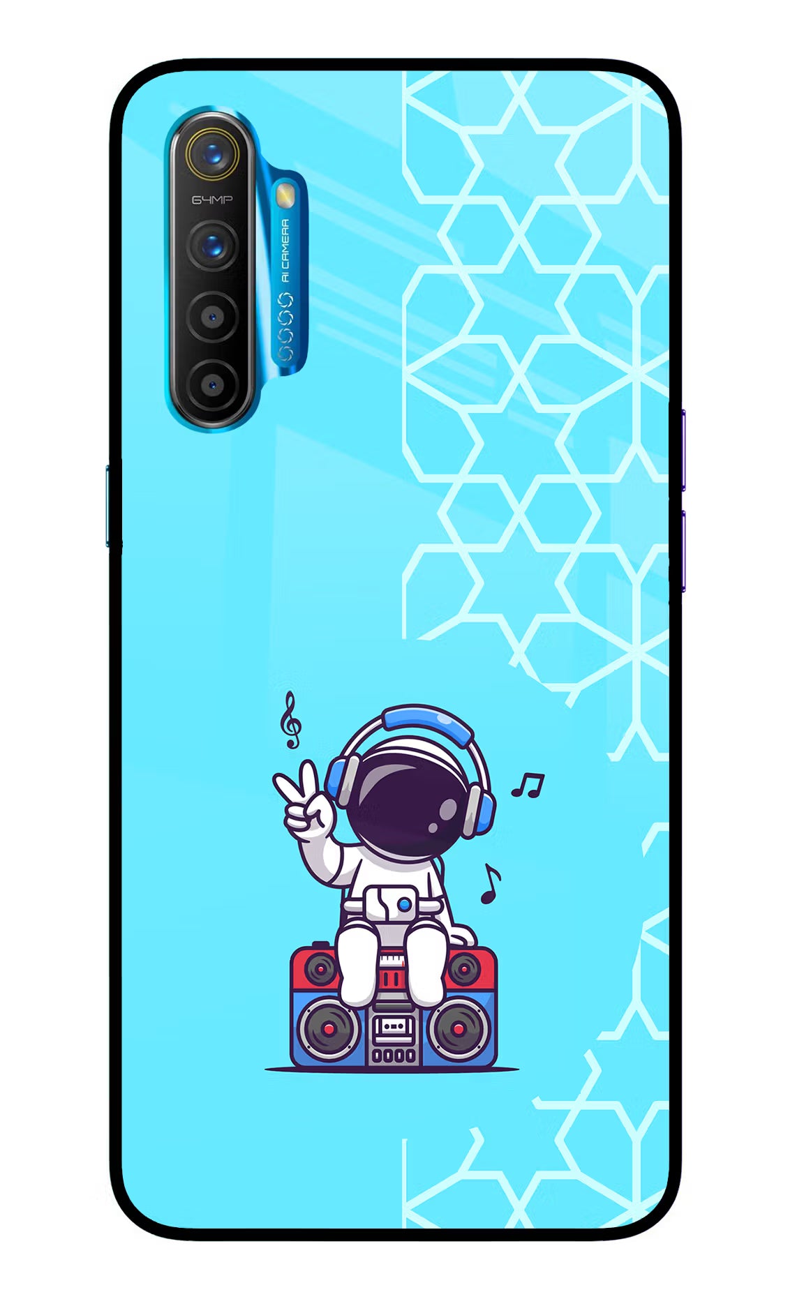 Cute Astronaut Chilling Realme XT/X2 Glass Case Back Cover by Casekaro