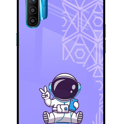 Cute Astronaut Chilling Realme XT/X2 Glass Case Back Cover by Casekaro