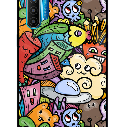 Veggie Doodle Realme XT/X2 Glass Case Back Cover by Casekaro