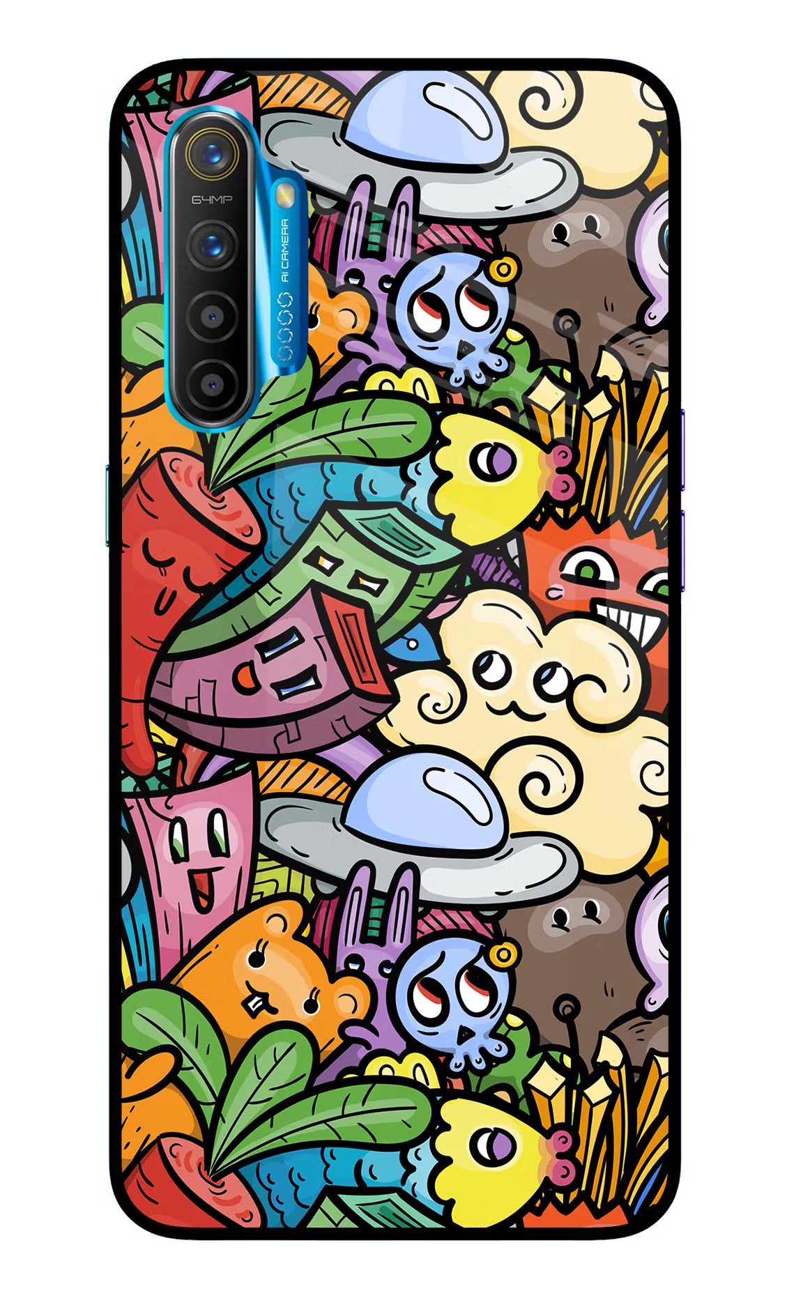 Veggie Doodle Realme XT/X2 Glass Case Back Cover by Casekaro
