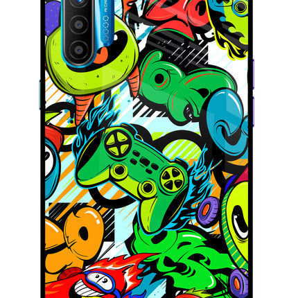 Game Doodle Realme XT/X2 Glass Case Back Cover by Casekaro