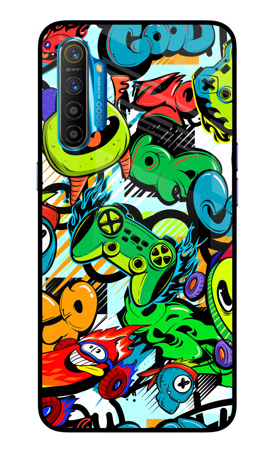 Game Doodle Realme XT/X2 Back Cover, Glass case