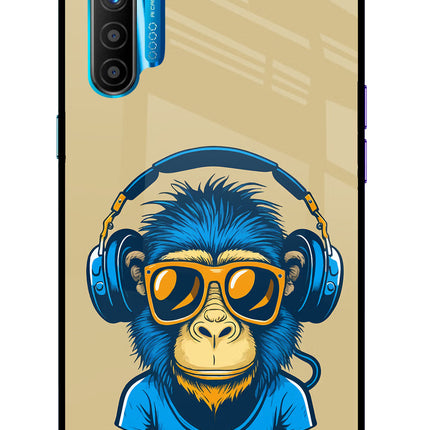 Monkey Headphone Realme XT/X2 Glass Case Back Cover by Casekaro