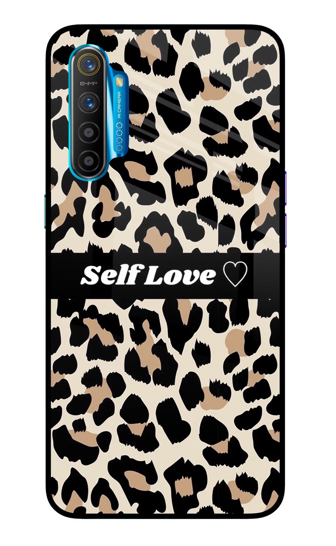 Leopard Print Self Love Realme XT/X2 Glass Case Back Cover by Casekaro
