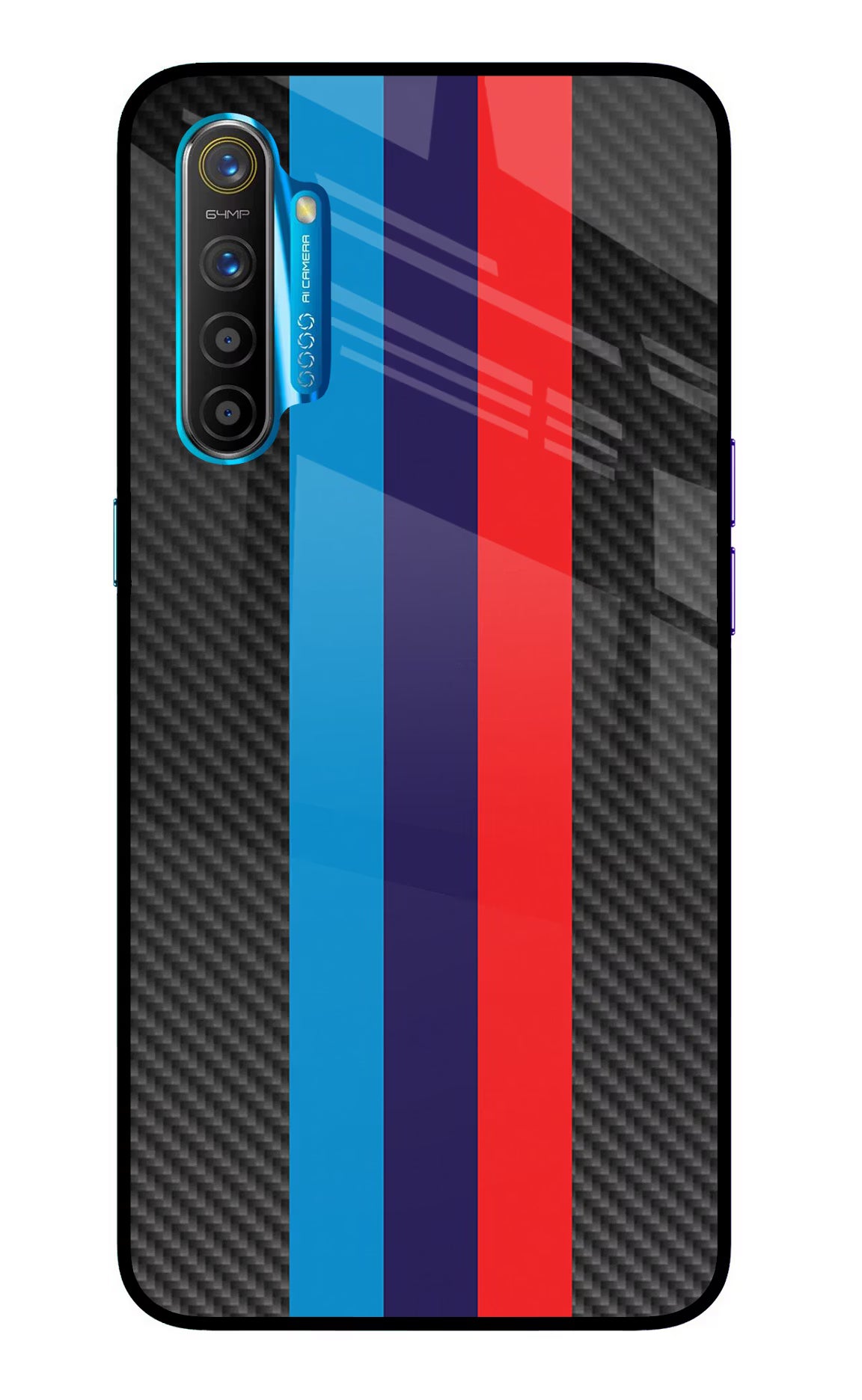 BMW Stripes Pattern Realme XT/X2 Glass Case Back Cover by Casekaro