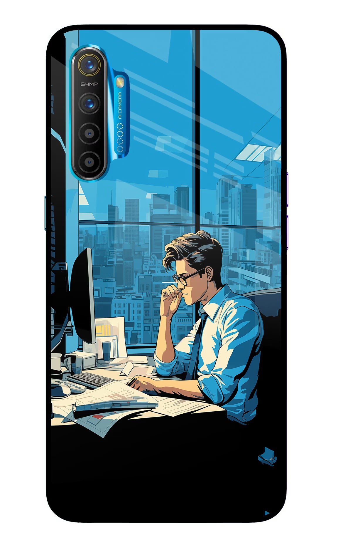 Focused Hustler (AI Generated) Realme XT/X2 Glass Case Back Cover by Casekaro