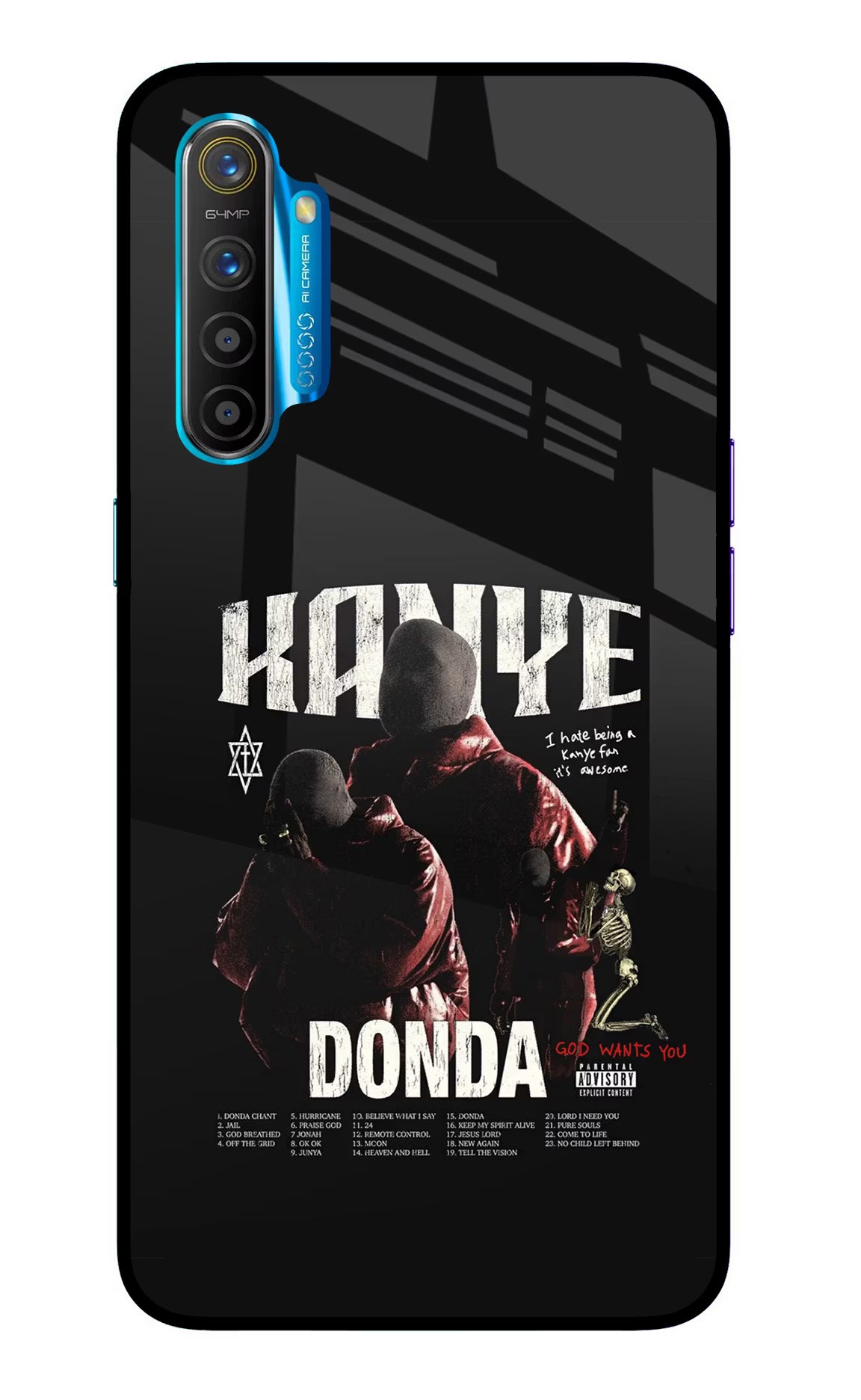 Donda Kanye West Realme XT/X2 Glass Case Back Cover by Casekaro