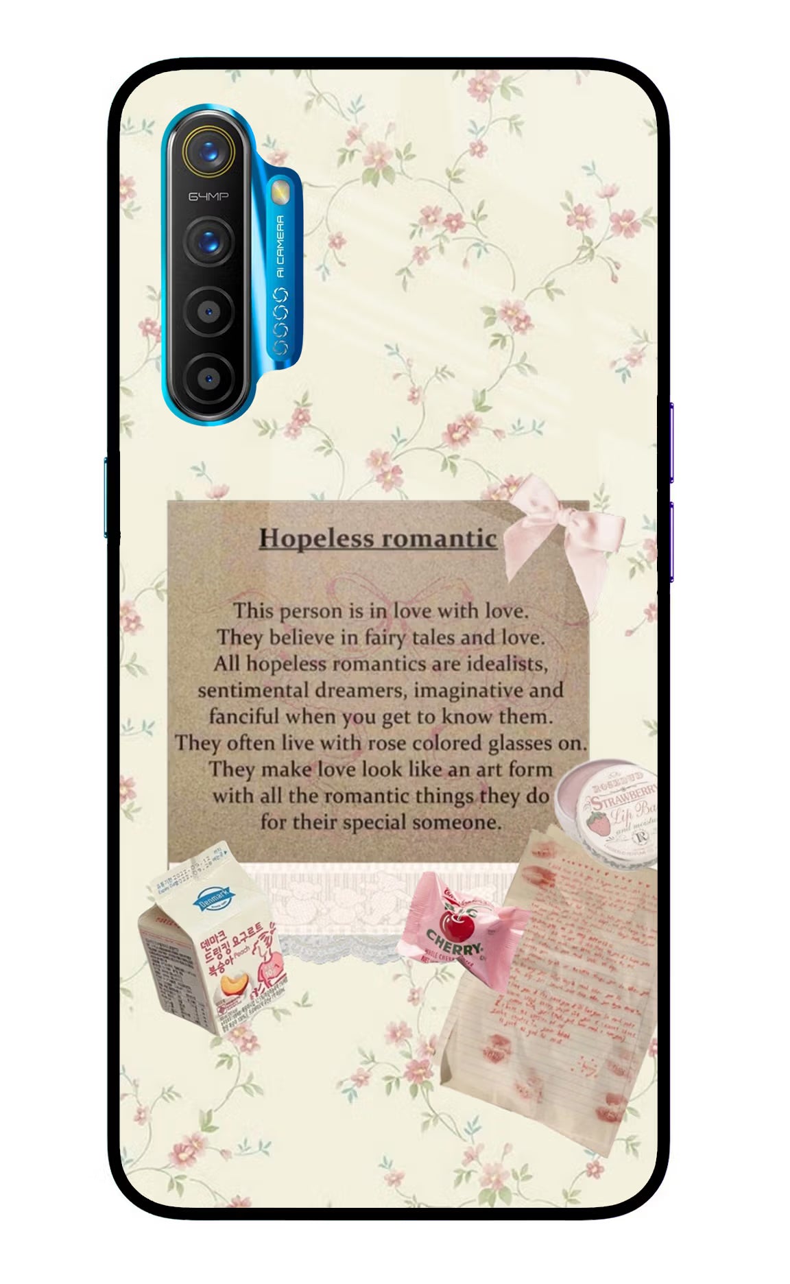 Hopeless Romantic Realme XT/X2 Glass Case Back Cover by Casekaro