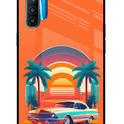 Palm Drive 80s Realme XT/X2 Glass Case Back Cover by Casekaro