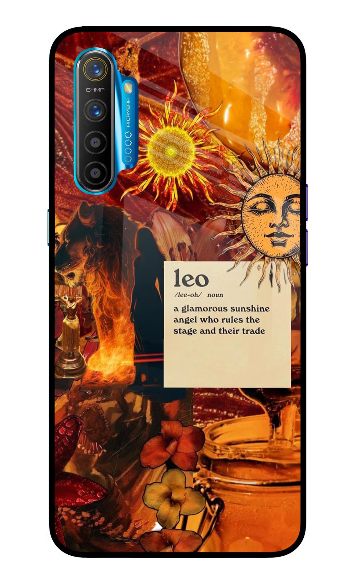 Leo Zodiac Realme XT/X2 Glass Case Back Cover by Casekaro