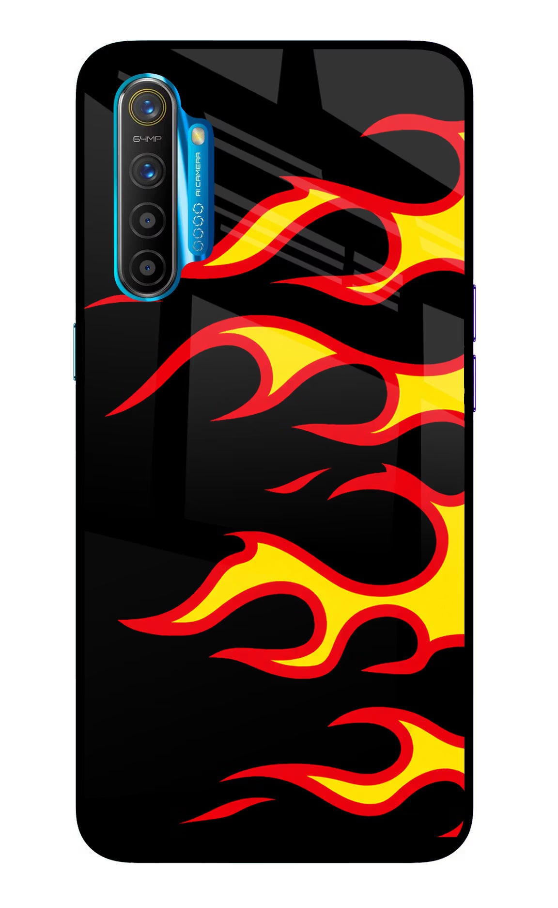 Side Sweep Flames Realme XT/X2 Glass Case Back Cover by Casekaro