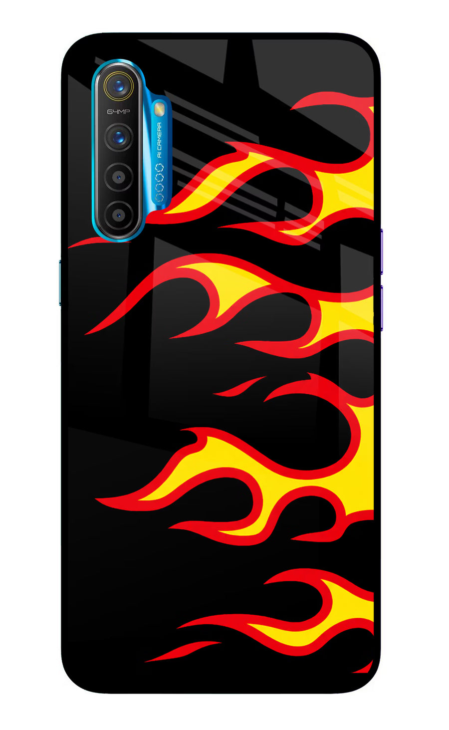 Side Sweep Flames Realme XT/X2 Back Cover, Glass case