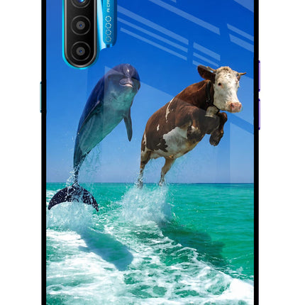 Dolphin vs Cow Realme XT/X2 Glass Case Back Cover by Casekaro