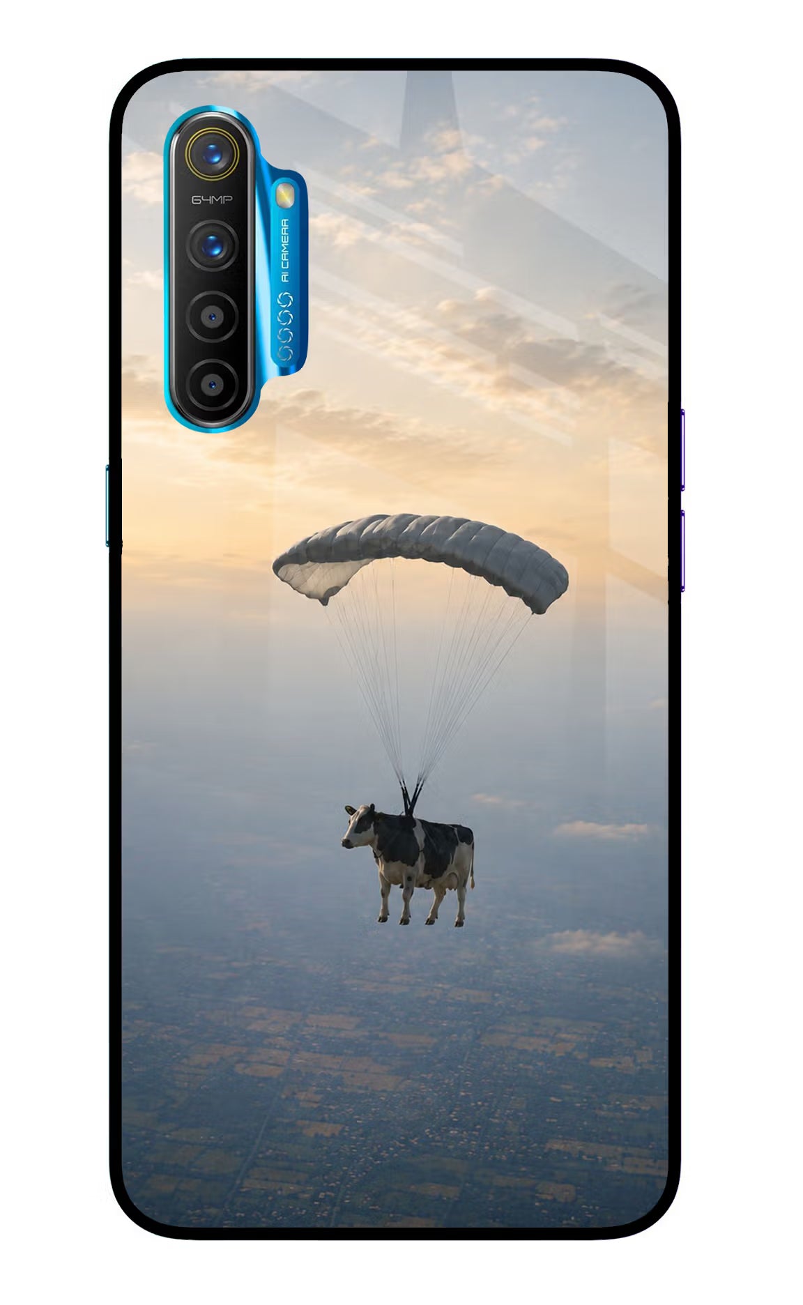 Skydiving Cow Realme XT/X2 Glass Case