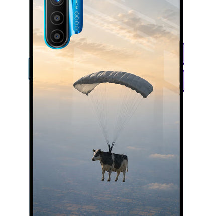 Skydiving Cow Realme XT/X2 Glass Case Back Cover by Casekaro