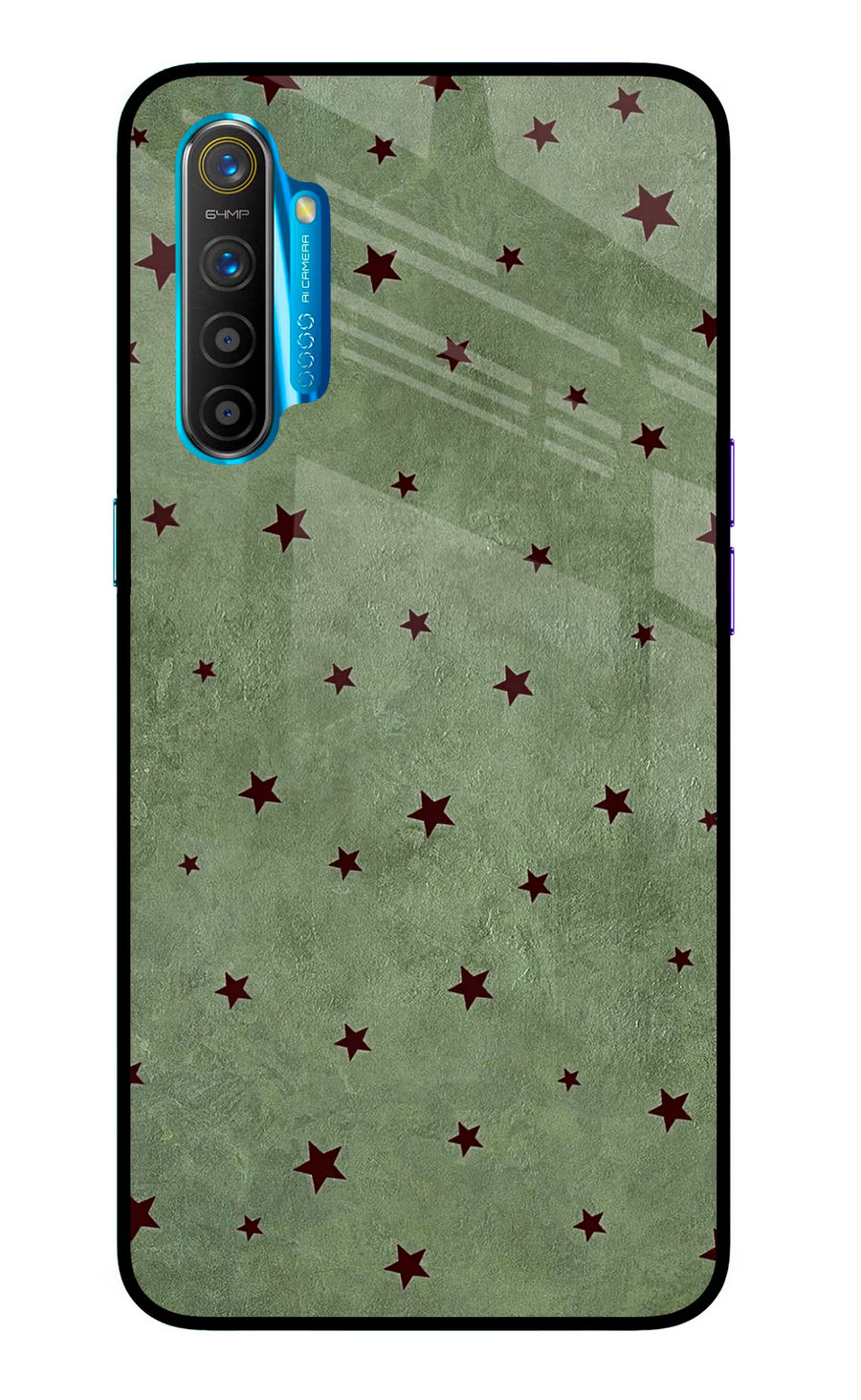 Green Stars Realme XT/X2 Back Cover, Glass case
