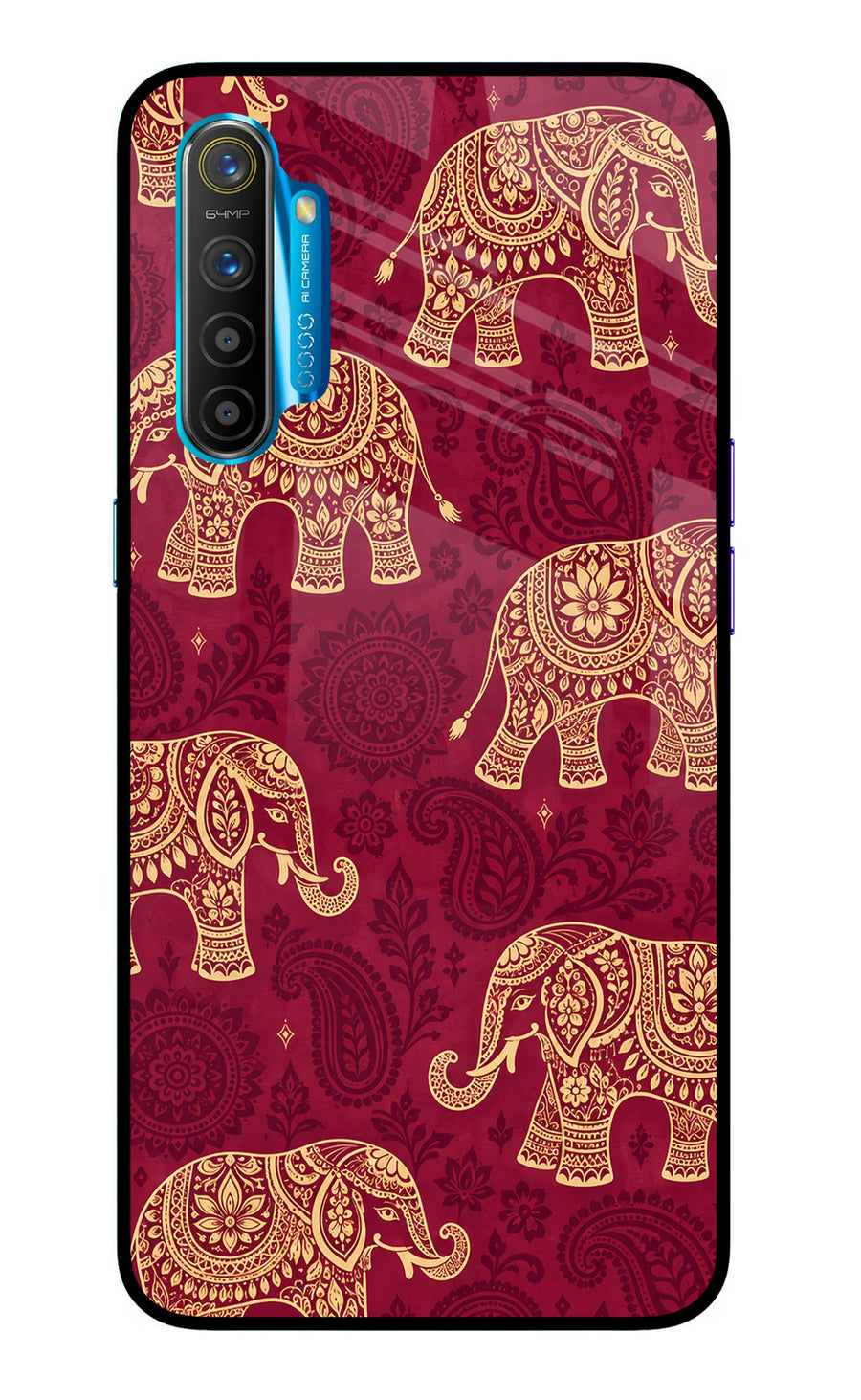 Maroon Elephant Realme XT/X2 Back Cover, Glass case