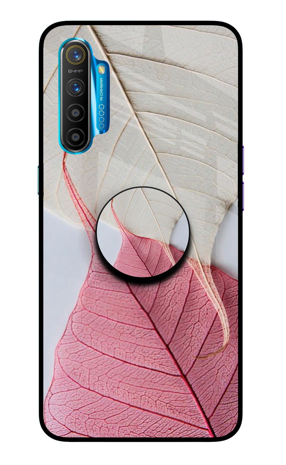 White Pink Leaf Realme XT/X2 Glass Case