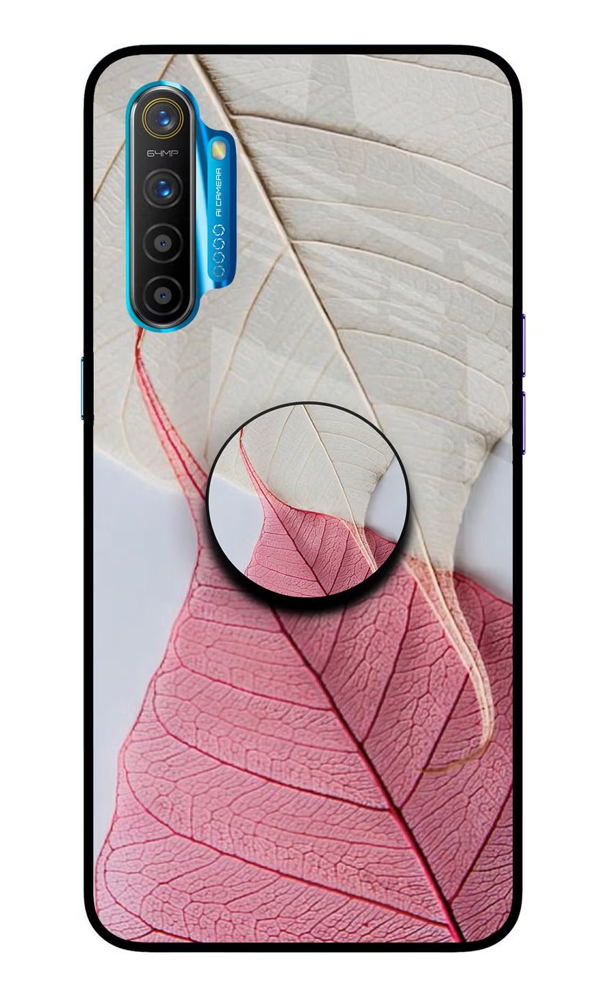 White Pink Leaf Realme XT/X2 Pop Case, Glass case