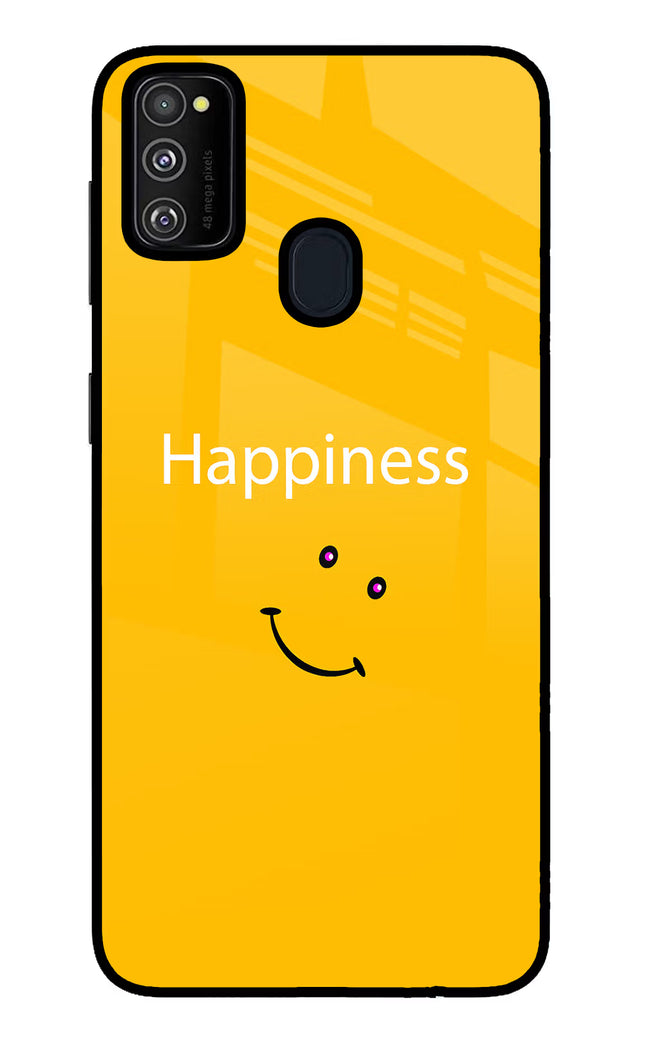 Happiness With Smiley Samsung M30s Glass Case Back Cover by Casekaro