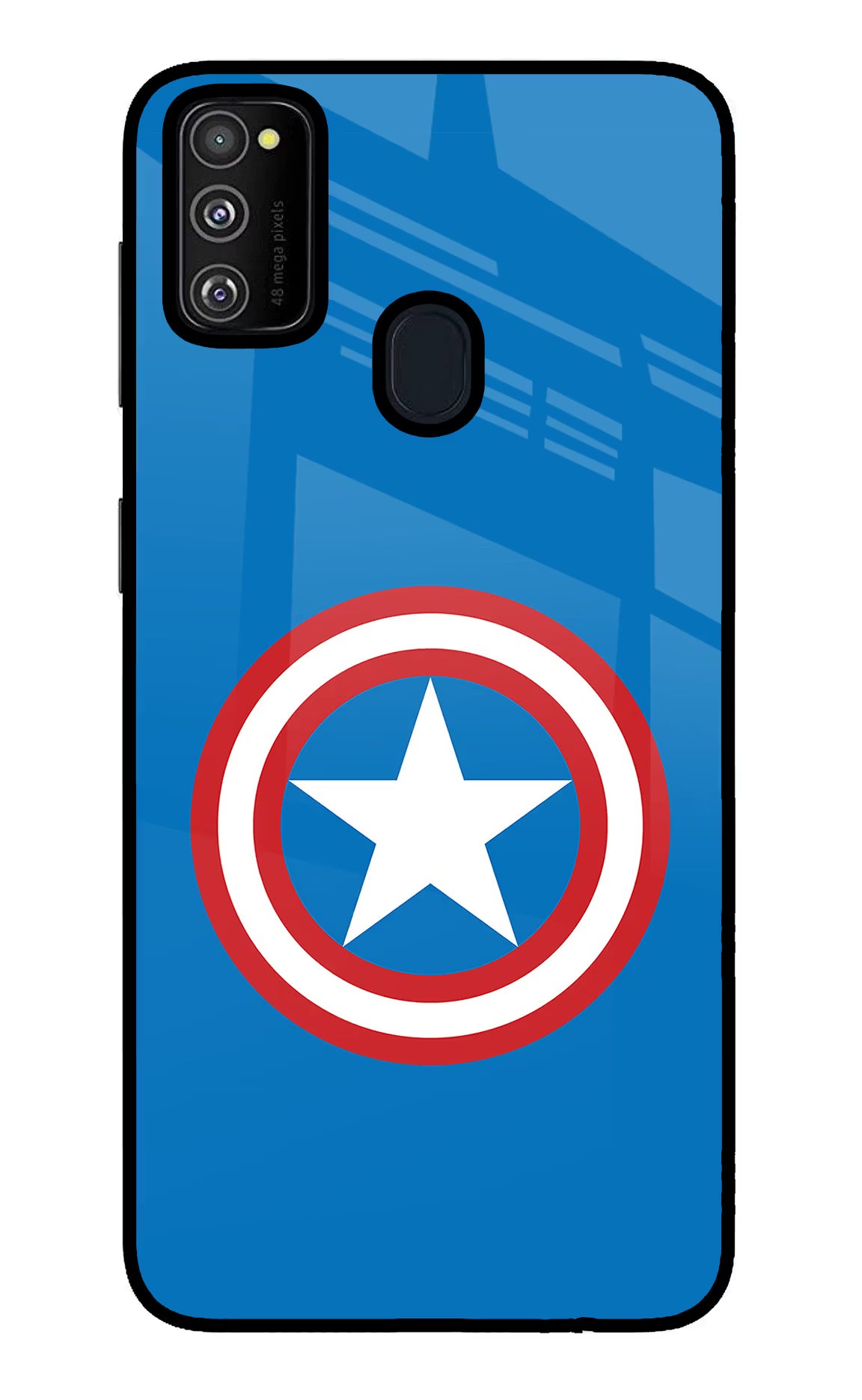 Captain America Logo Samsung M30s Glass Case Back Cover by Casekaro