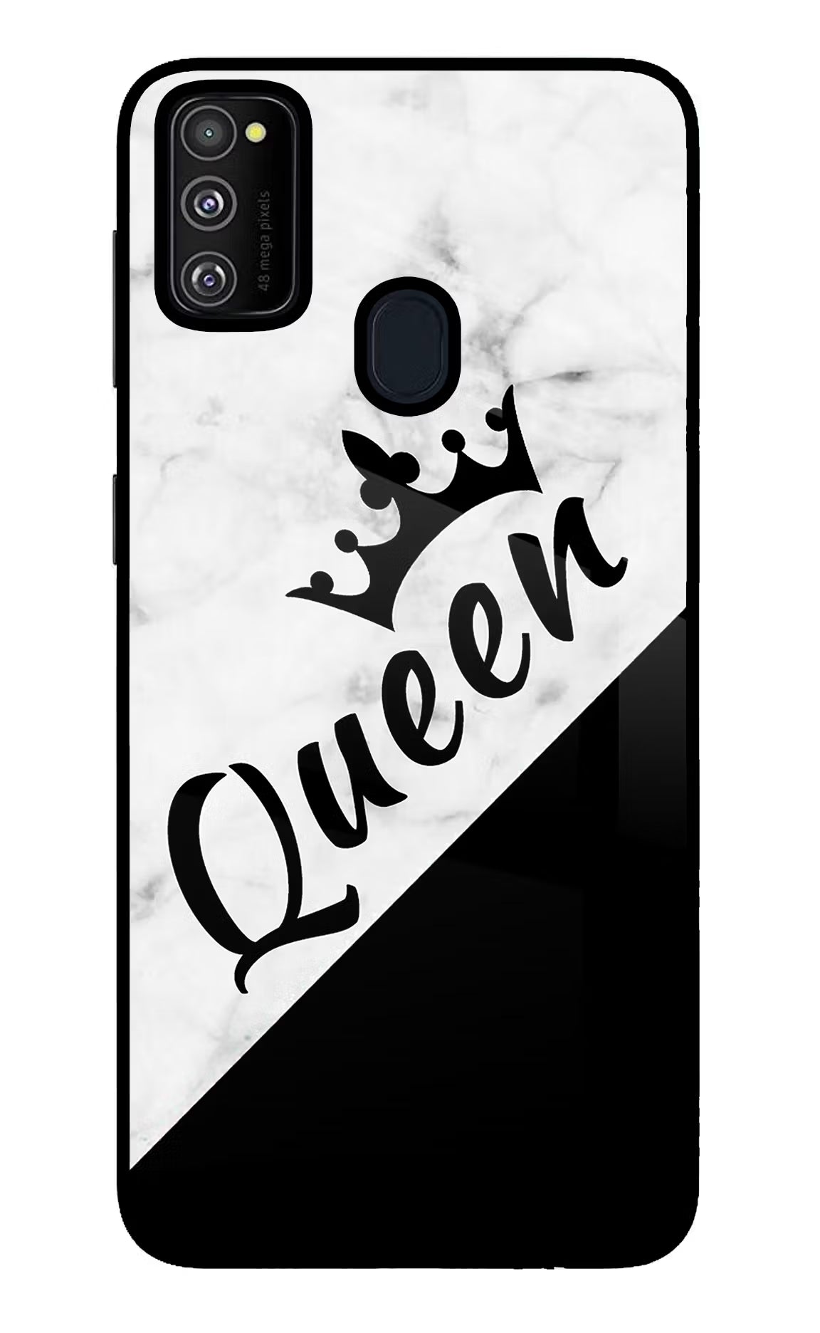 Queen Samsung M30s Glass Case Back Cover by Casekaro