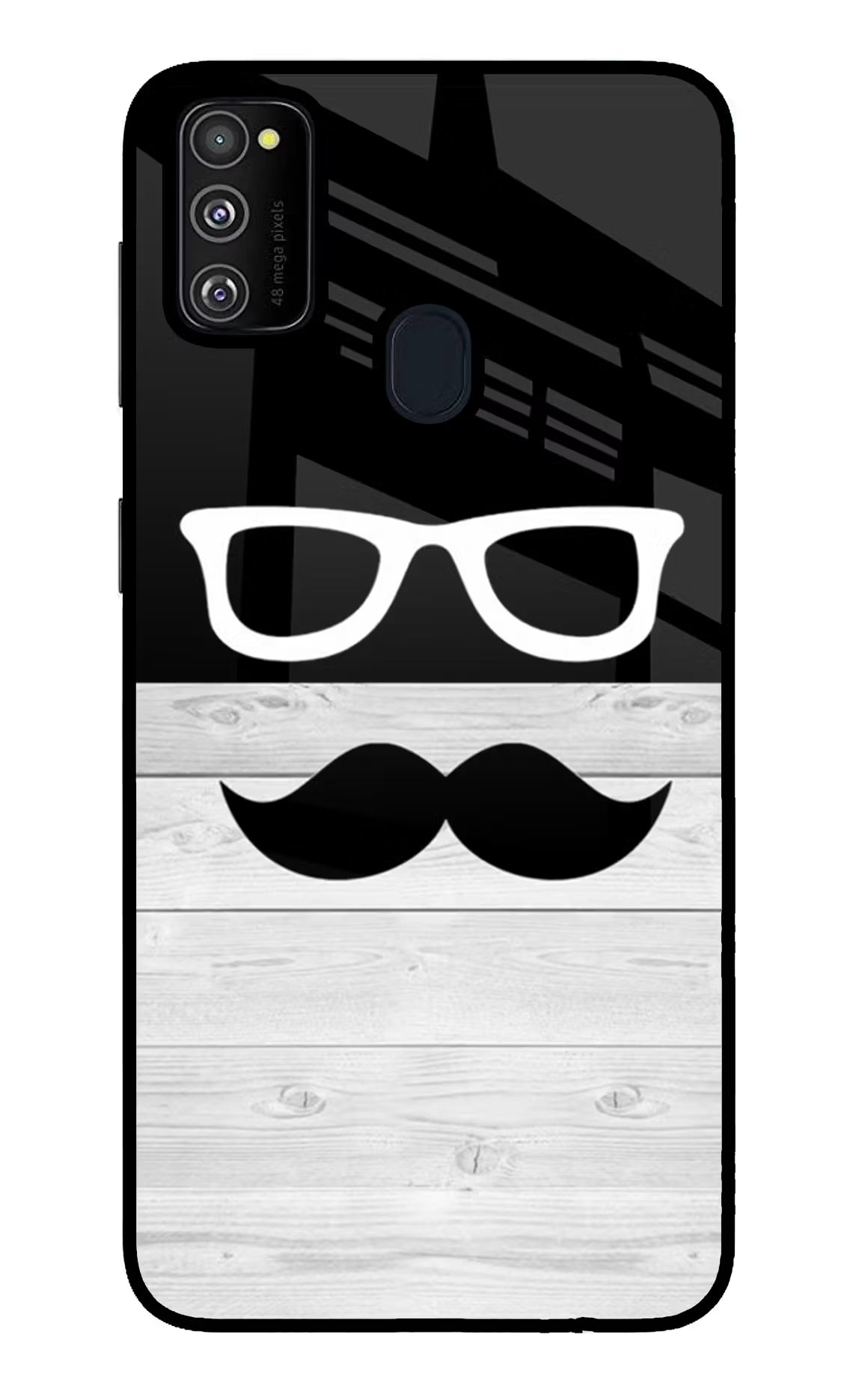 Mustache Samsung M30s Glass Case Back Cover by Casekaro