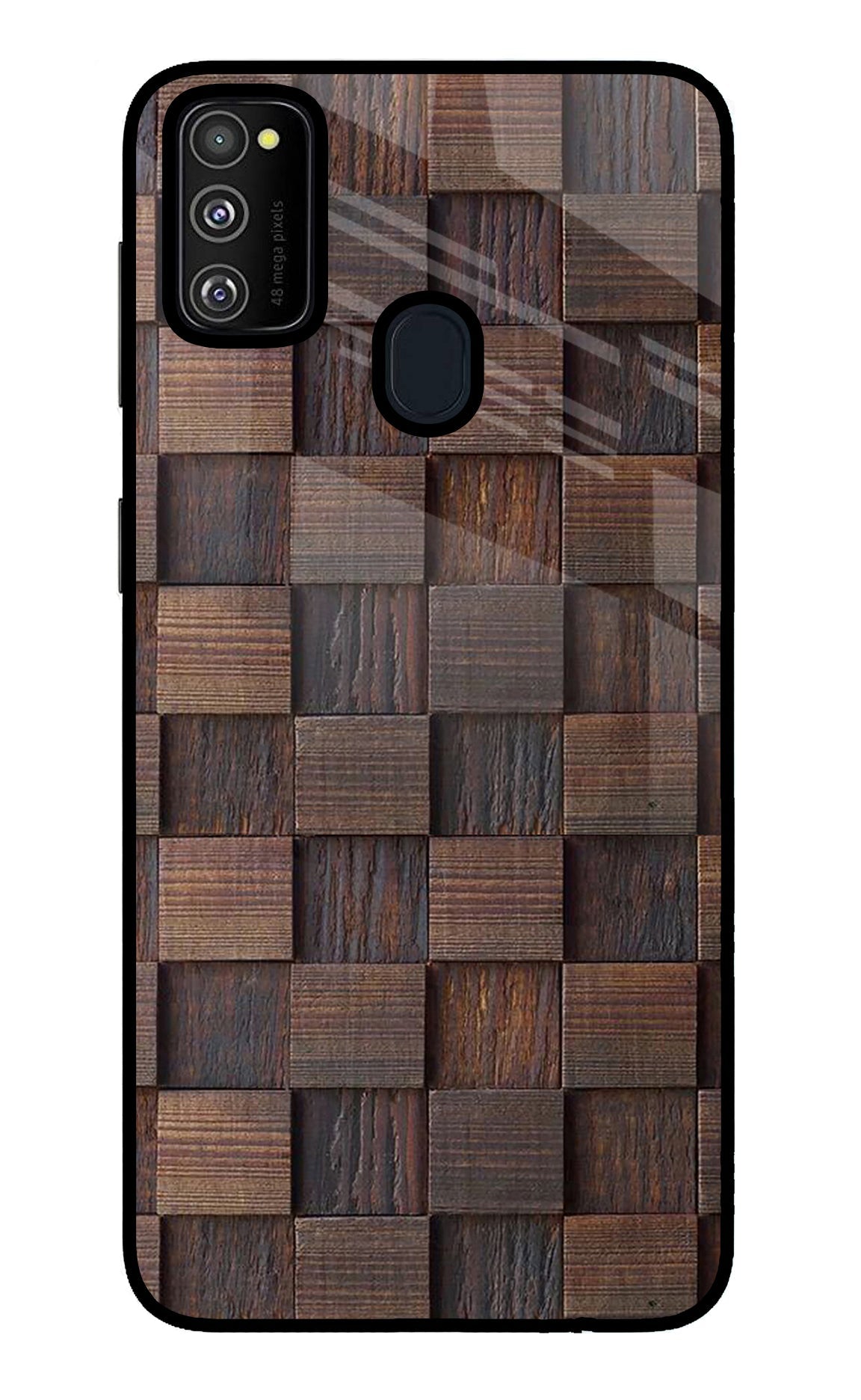 Wooden Cube Design Samsung M30s Glass Case