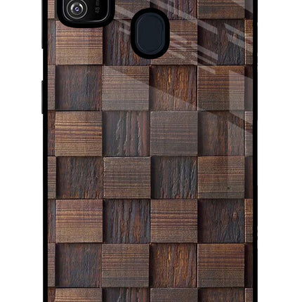 Wooden Cube Design Samsung M30s Glass Case Back Cover by Casekaro