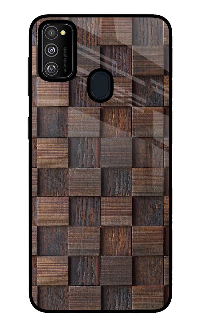 Wooden Cube Design Samsung M30s Glass Case Back Cover by Casekaro