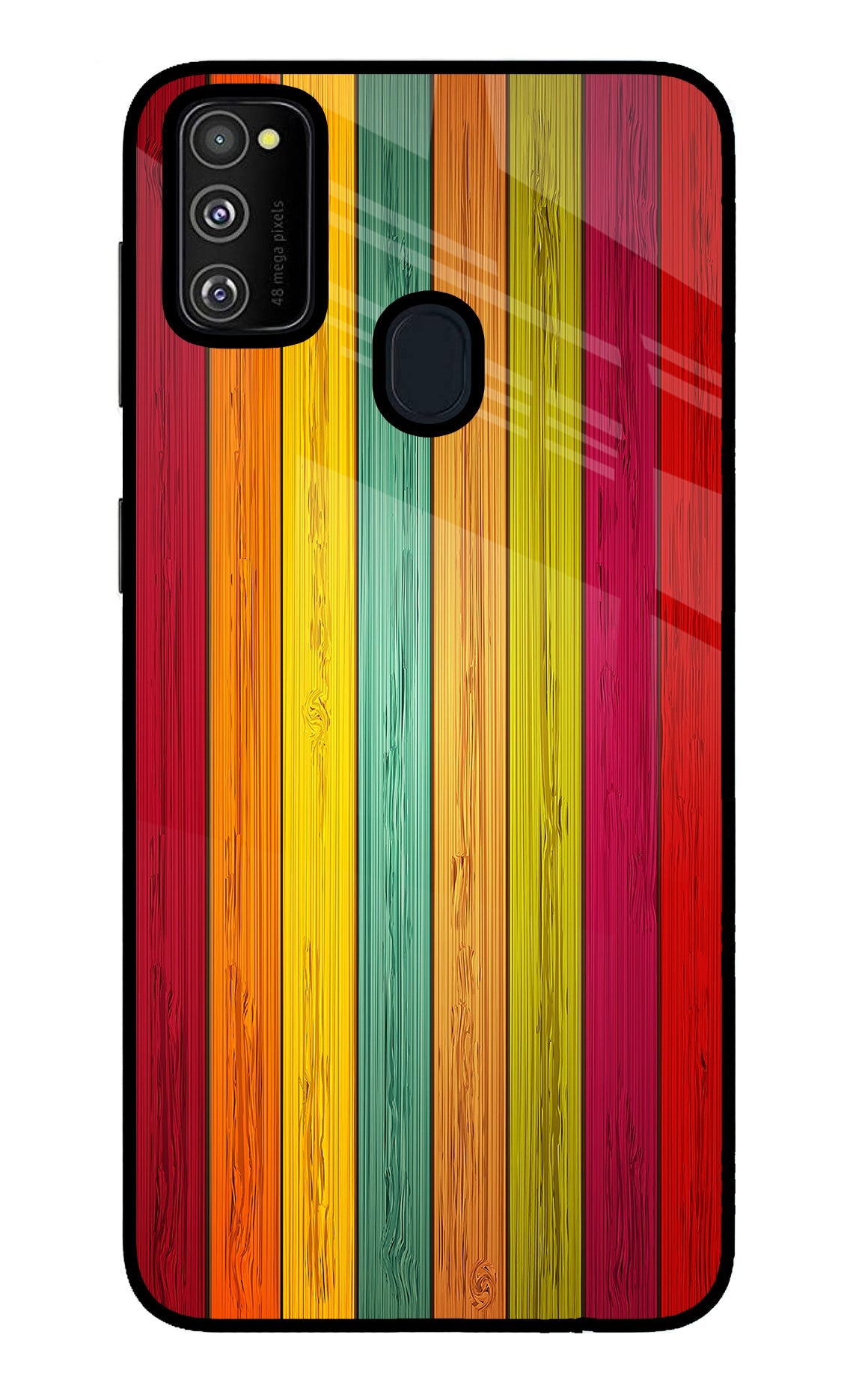 Multicolor Wooden Samsung M30s Back Cover