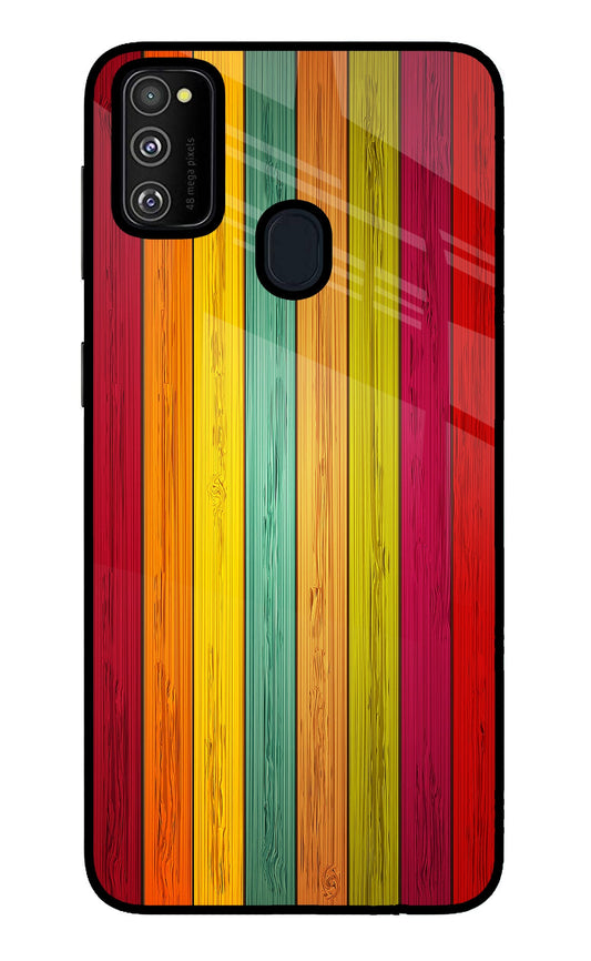 Multicolor Wooden Samsung M30s Glass Case