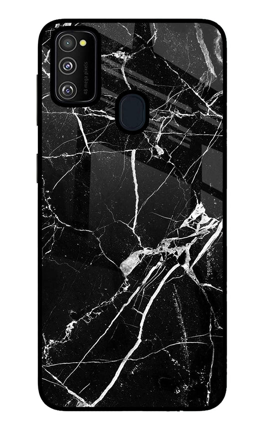 Black Marble Pattern Samsung M30s Glass Case