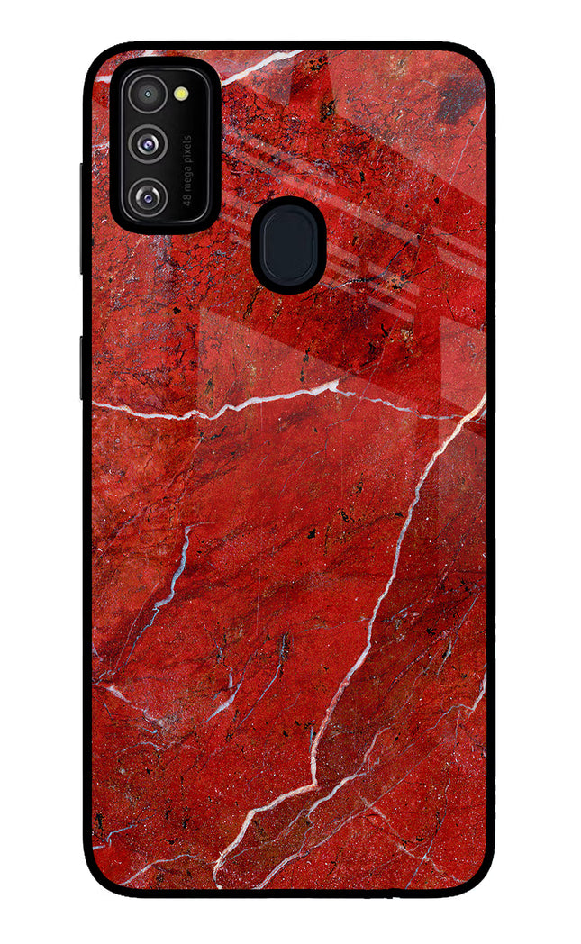 Red Marble Design Samsung M30s Glass Case Back Cover by Casekaro