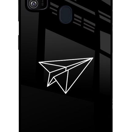 Paper Plane White Samsung M30s Glass Case Back Cover by Casekaro