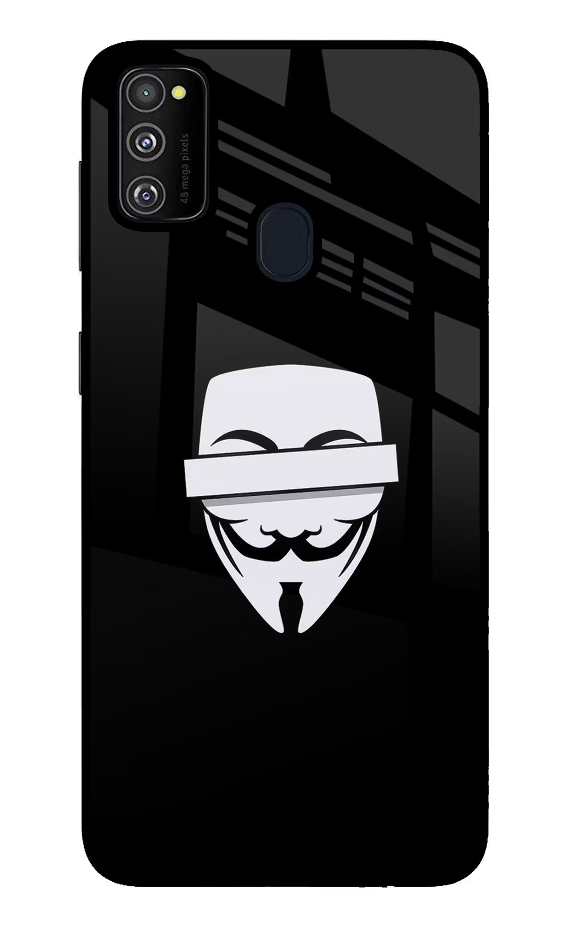 Anonymous Face Samsung M30s Glass Case Back Cover by Casekaro