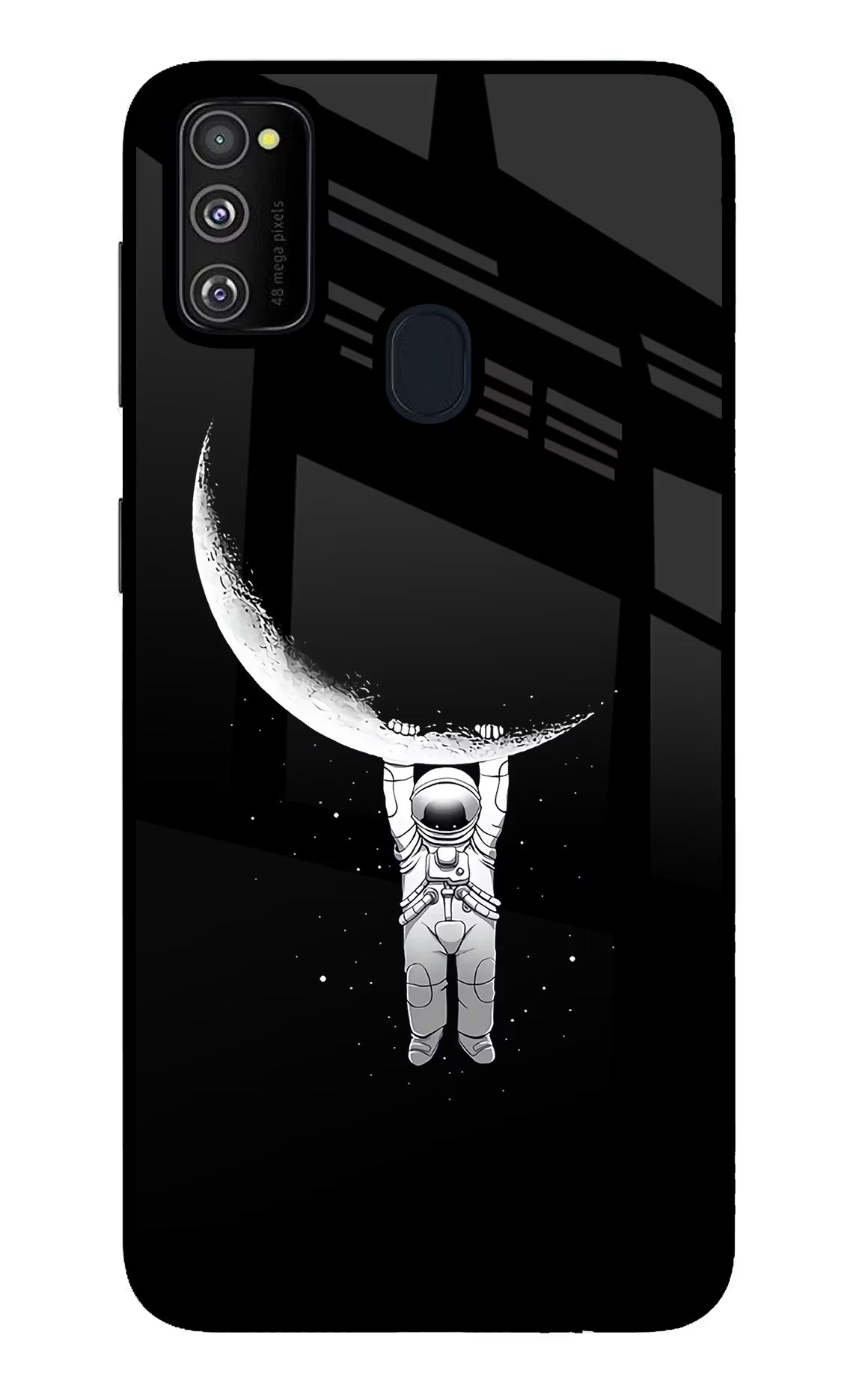 Moon Space Samsung M30s Glass Case Back Cover by Casekaro