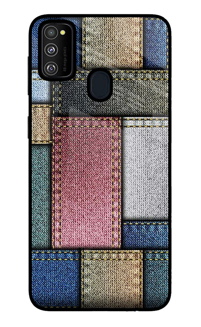 Multicolor Jeans Samsung M30s Glass Case Back Cover by Casekaro