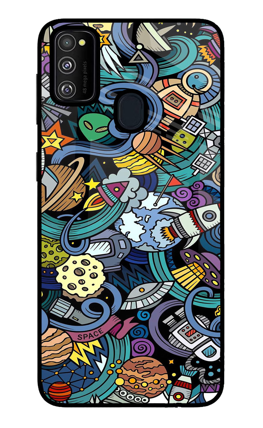 Space Abstract Samsung M30s Back Cover, Glass case