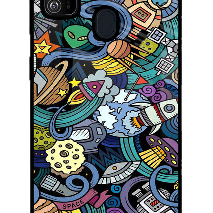 Space Abstract Samsung M30s Glass Case Back Cover by Casekaro