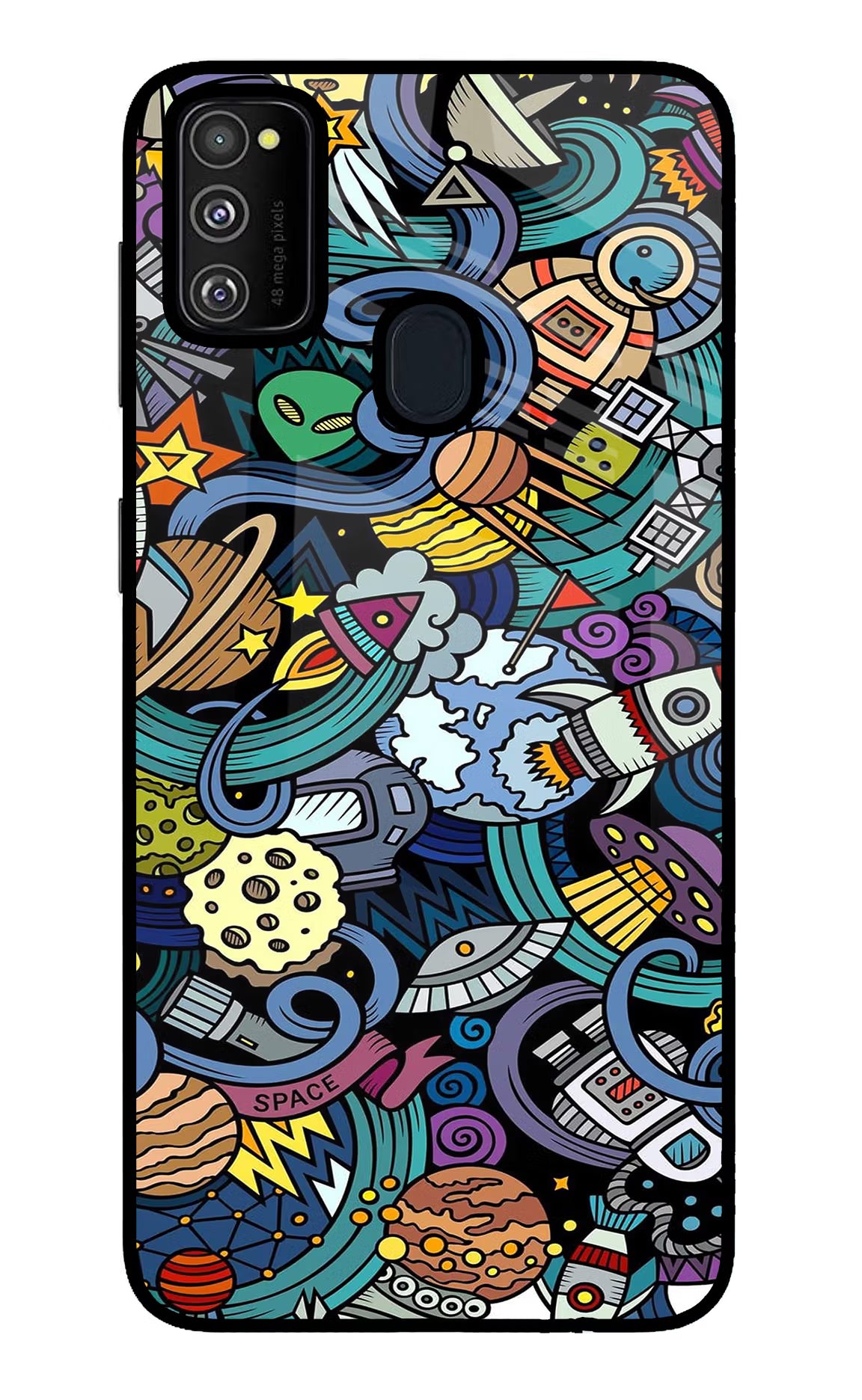 Space Abstract Samsung M30s Glass Case Back Cover by Casekaro