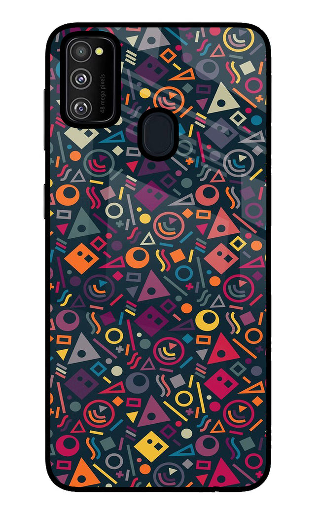 Geometric Abstract Samsung M30s Glass Case Back Cover by Casekaro